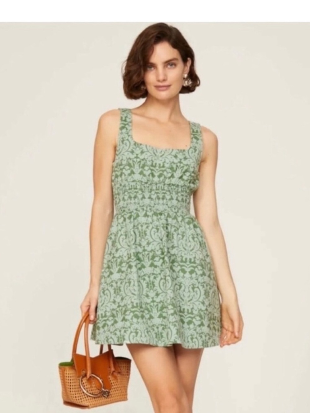 Hill House Mint Green Floral Mini Dress